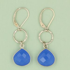Chalcedony Hammered Earrings 925 Sterling Silver